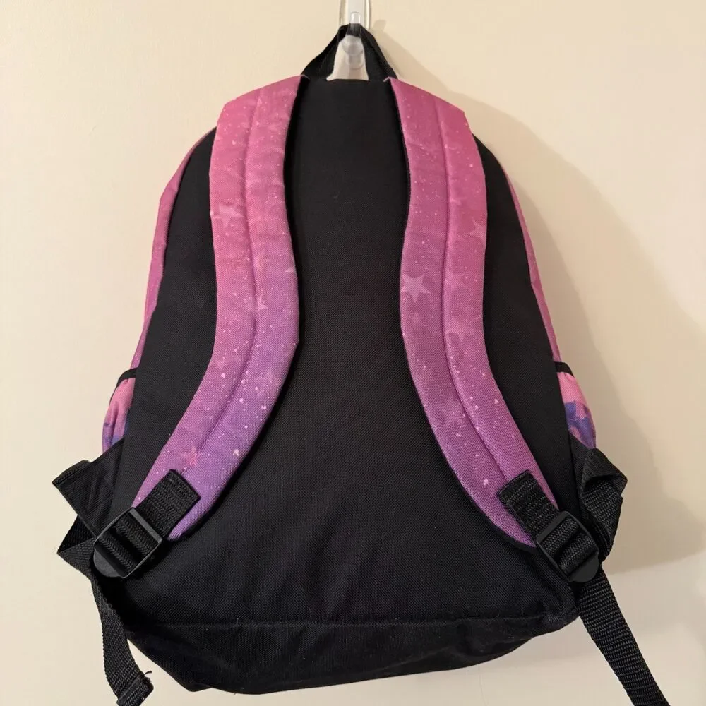 Justice Girls I Love Paris Backpack Pink Purple Eiffel Tower Glitter School Bag